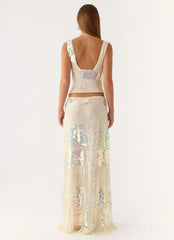 Erinah Sequin Maxi Skirt Yellow