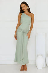 Style Capital One Shoulder Mesh Maxi Dress