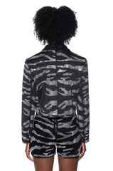 Pop Star Zebra Rhinestone Crop Blazer