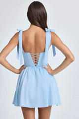 Draped Corset Mini Dress In Powder Blue