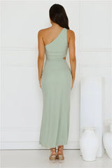 Style Capital One Shoulder Mesh Maxi Dress