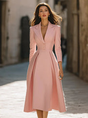 Emily | Elegant Pleated Blazer Midi Dress