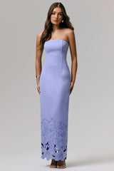 Samara | Purple Bandeau Maxi Dress With Cut-Out Crochet Hem