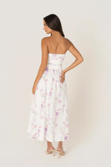 Freda White Floral Strapless Maxi Dress
