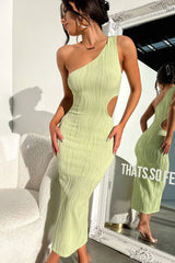 Trami One Shoulder Midi Dress - Green