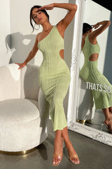 Trami One Shoulder Midi Dress - Green