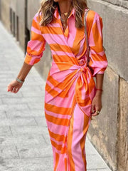 Elegant Wrap Shirt Dress For Women