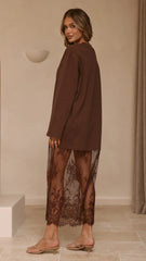 Kailey Lace Maxi Dress - Brown