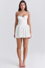 Katherine-White Strapless Corset Mini Dress